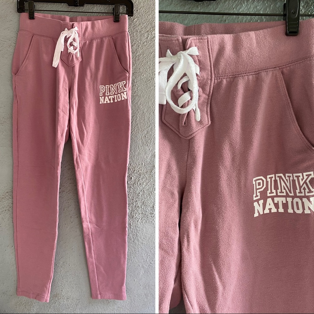 EUC Victoria’s Secret PINK Everyday lounge Drawstring Joggers XS Pink White